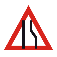 J18: Road narrows on the right