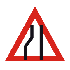 J19: Road narrows on the left