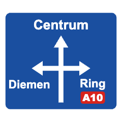 K10: Town direction sign
