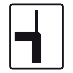 Sub-sign: the priority road bends left